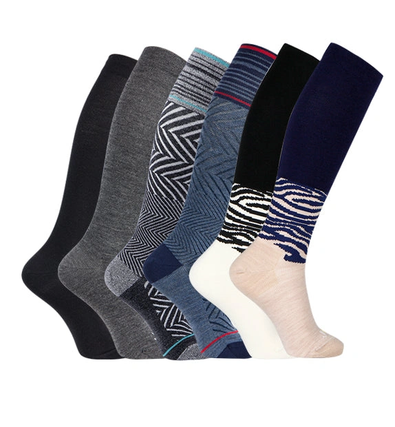 Zebra Merino Compression Socks: Ultimate Comfort & Support – 6 Pack!