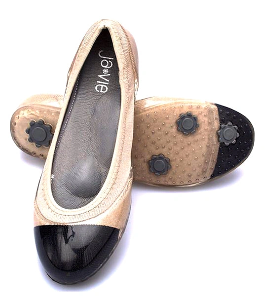 Ja-Vie: Black Cap & Nude Beige Jelly Flats -- Your Feet's New Best Friends!